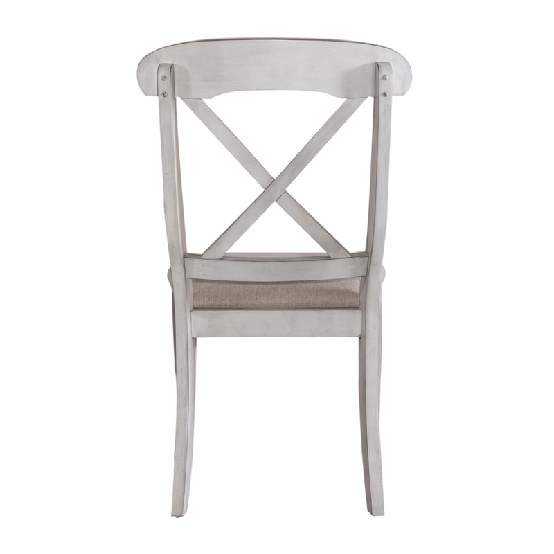 Pemberly Row 5 Piece Pedestal Table Dining Set with X Back Chairs in White
