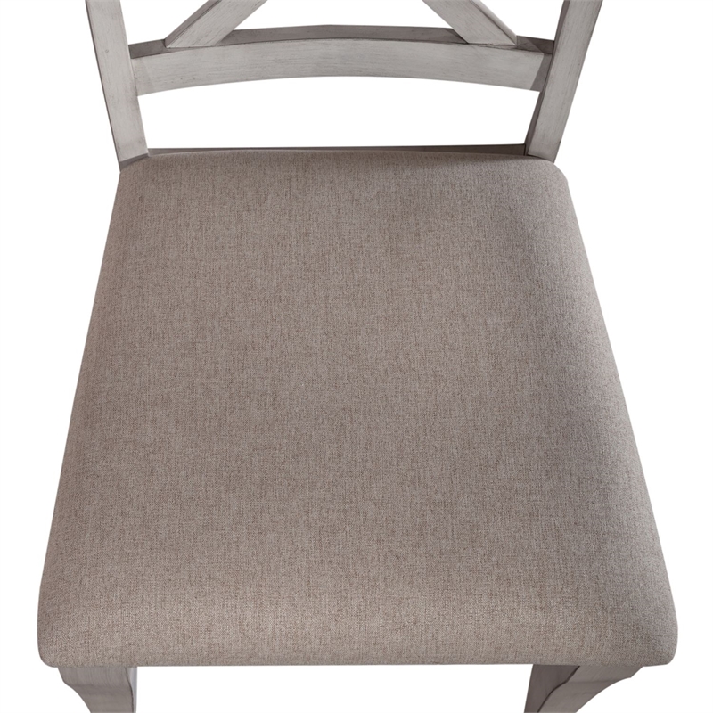 Pemberly Row 5 Piece Pedestal Table Dining Set with X Back Chairs in White