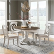 Pemberly Row 5 Piece Pedestal Table Dining Set with X Back Chairs in White