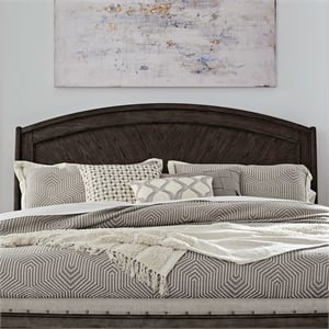 Pemberly Row Queen Panel Headboard with Starburst Veneer in Coffee Bean