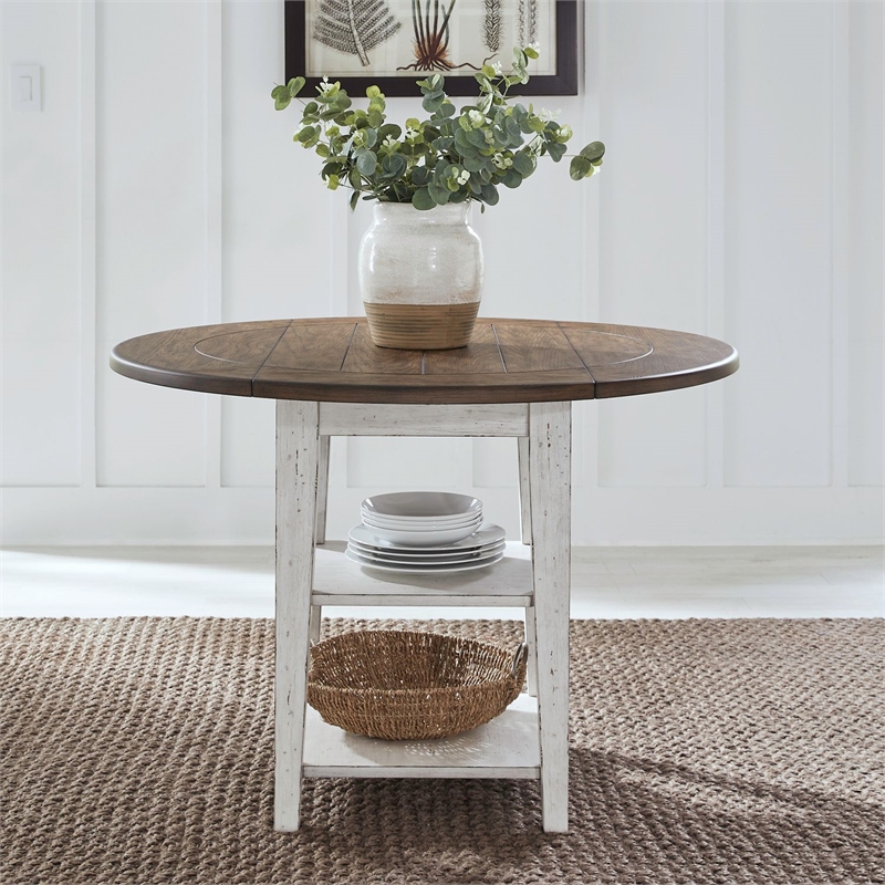 Pemberly Row 3 Piece Drop Leaf Table Set with Slat Back Chairs in White