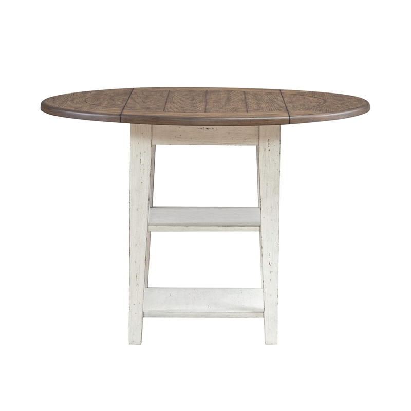 Pemberly Row 3 Piece Drop Leaf Table Set with Slat Back Chairs in White