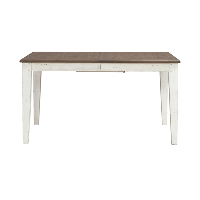 Pemberly Row Rectangular Leg Dining Table with Butterfly Leaf in White