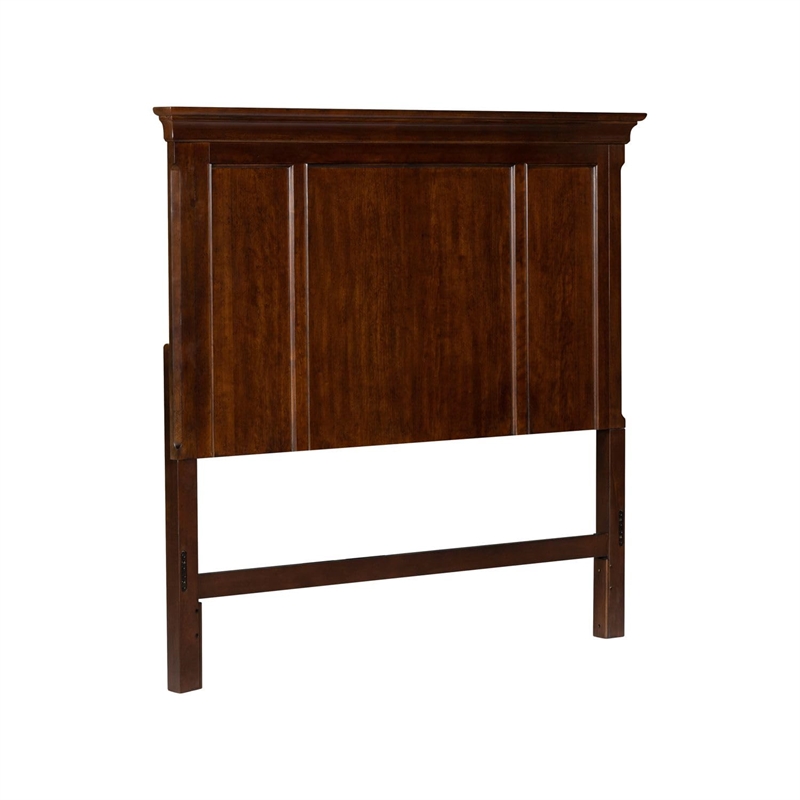Pemberly Row Queen Panel Headboard with Crown Molding in Rustic Cherry