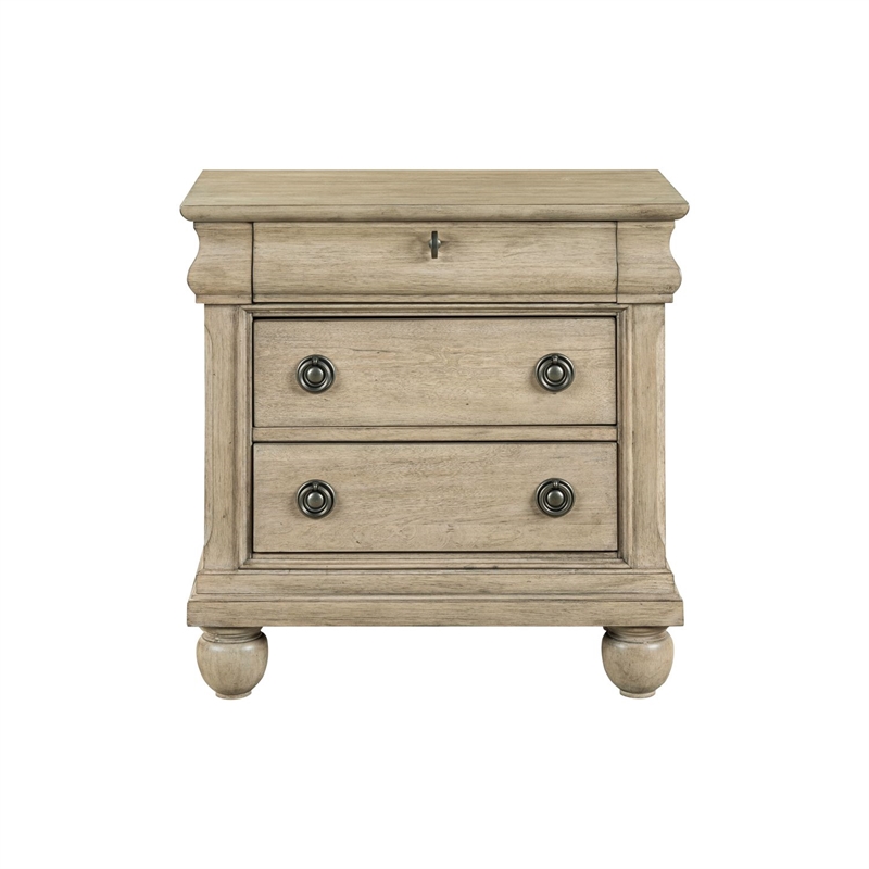 Pemberly Row 3 Drawer Nightstand with Louis Philippe Detail in Saddle Tan