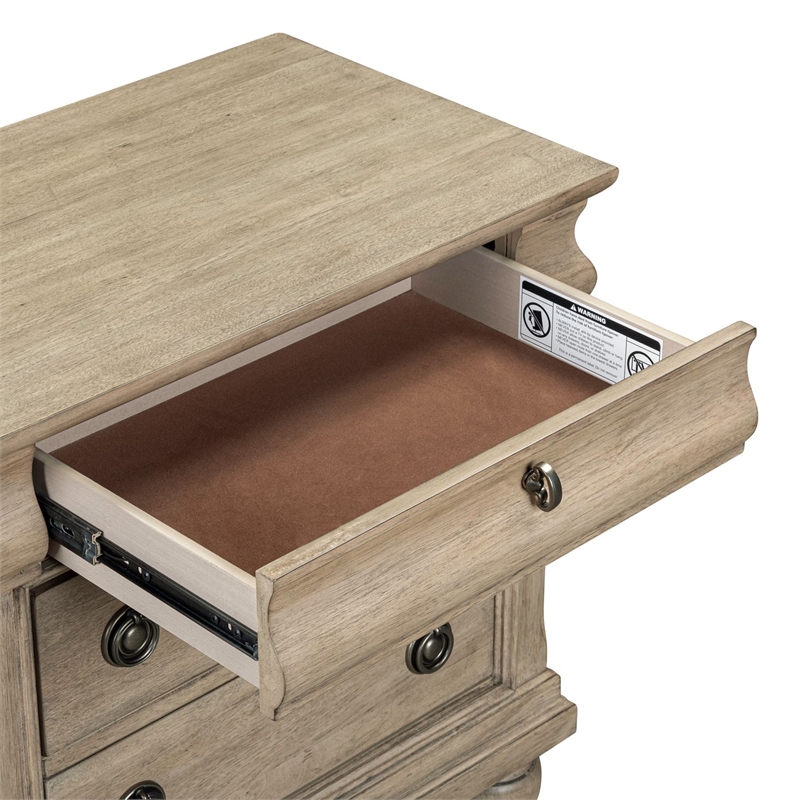 Pemberly Row 3 Drawer Nightstand with Louis Philippe Detail in Saddle Tan