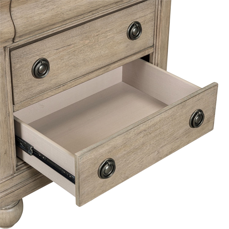 Pemberly Row 3 Drawer Nightstand with Louis Philippe Detail in Saddle Tan