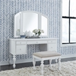 Pemberly Row Cottage Vanity Desk with Felt Lined Drawer in Oyster White