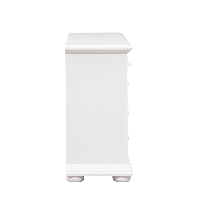 Pemberly Row 5 Drawer Dresser with 2 Louvered Doors in Oyster White