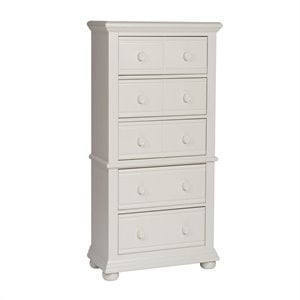 Pemberly Row 5 Drawer Chest with Bluff Cut Fronts in Oyster White