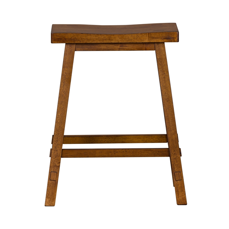 Pemberly Row 24 Inch Sawhorse Counter Stool with Contoured Seat in Tobacco