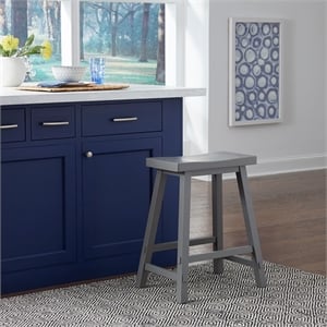 Pemberly Row 24 Inch Sawhorse Counter Stool with Contoured Seat in Gray