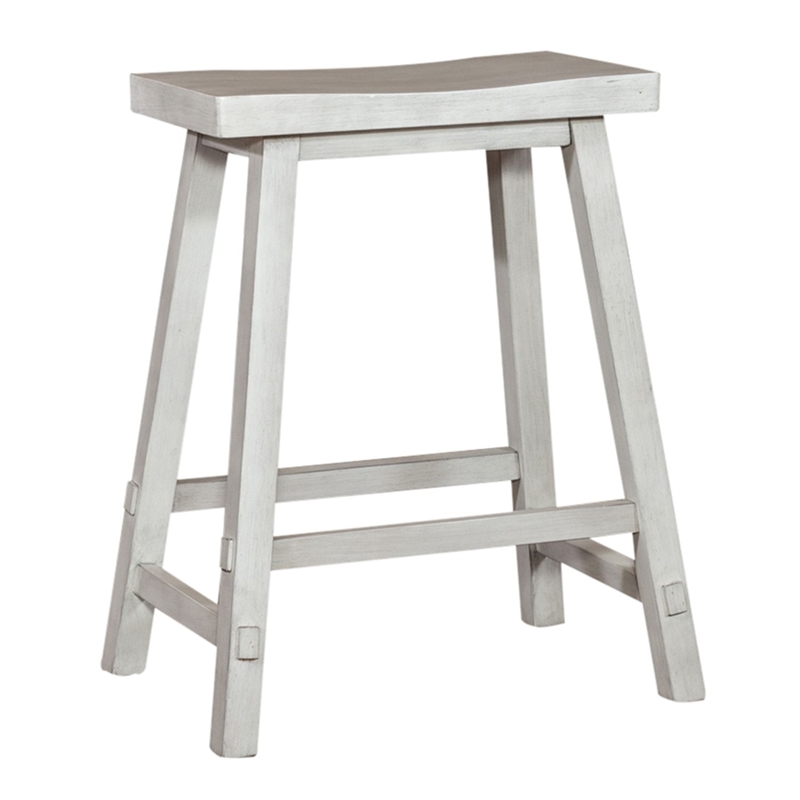 Pemberly Row 24 Inch Sawhorse Counter Stool with Contoured Seat in White