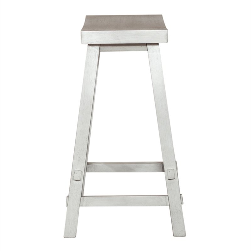 Pemberly Row 24 Inch Sawhorse Counter Stool with Contoured Seat in White