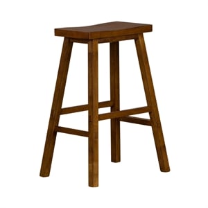 Pemberly Row 30 Inch Sawhorse Bar Stool with Contoured Seat in Tobacco