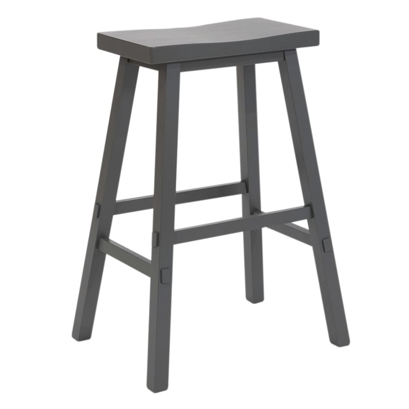 Pemberly Row 30 Inch Sawhorse Bar Stool with Contoured Seat in Gray
