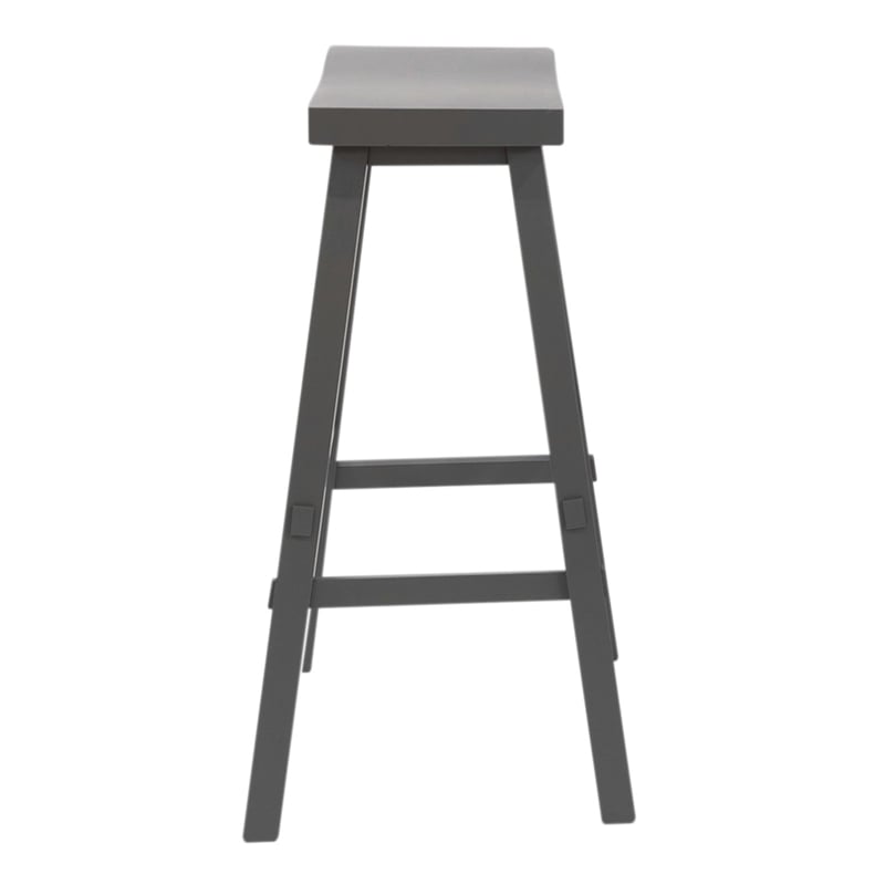 Pemberly Row 30 Inch Sawhorse Bar Stool with Contoured Seat in Gray