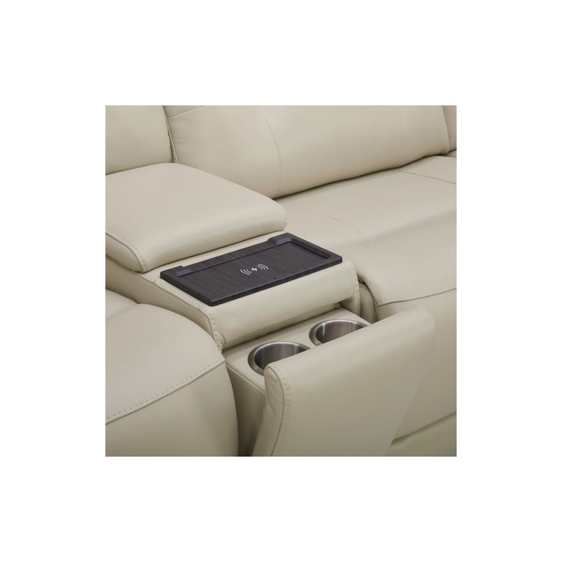 Pemberly Row 6 Piece Power Reclining Sectional in Baja Stone Leather