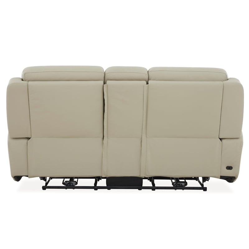 Pemberly Row Power Sofa Loveseat and Recliner Set in Baja Stone Leather