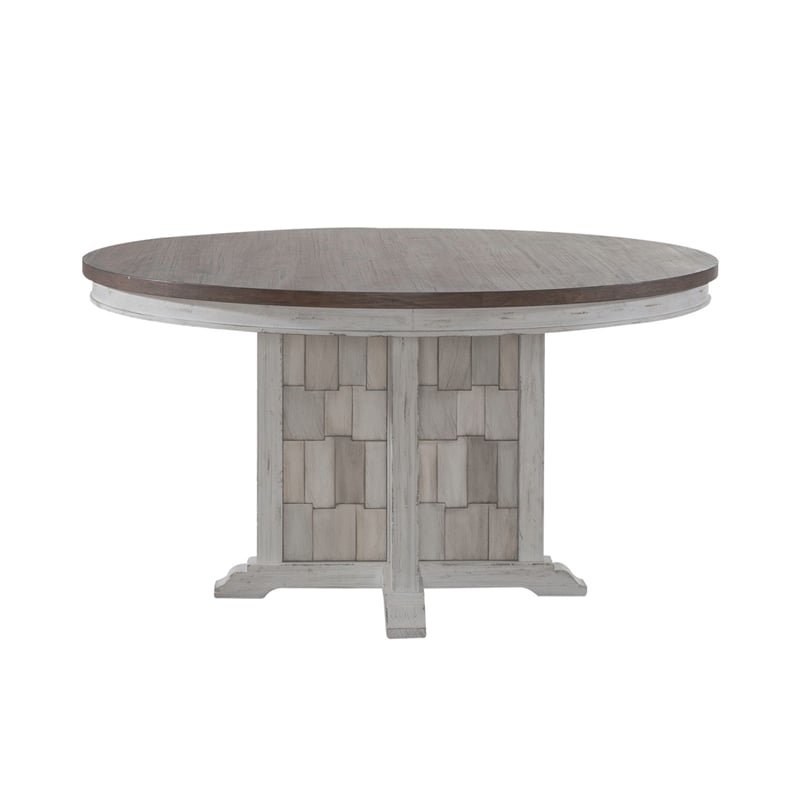 Pemberly Row 5 Piece Pedestal Table Dining Room Set in White