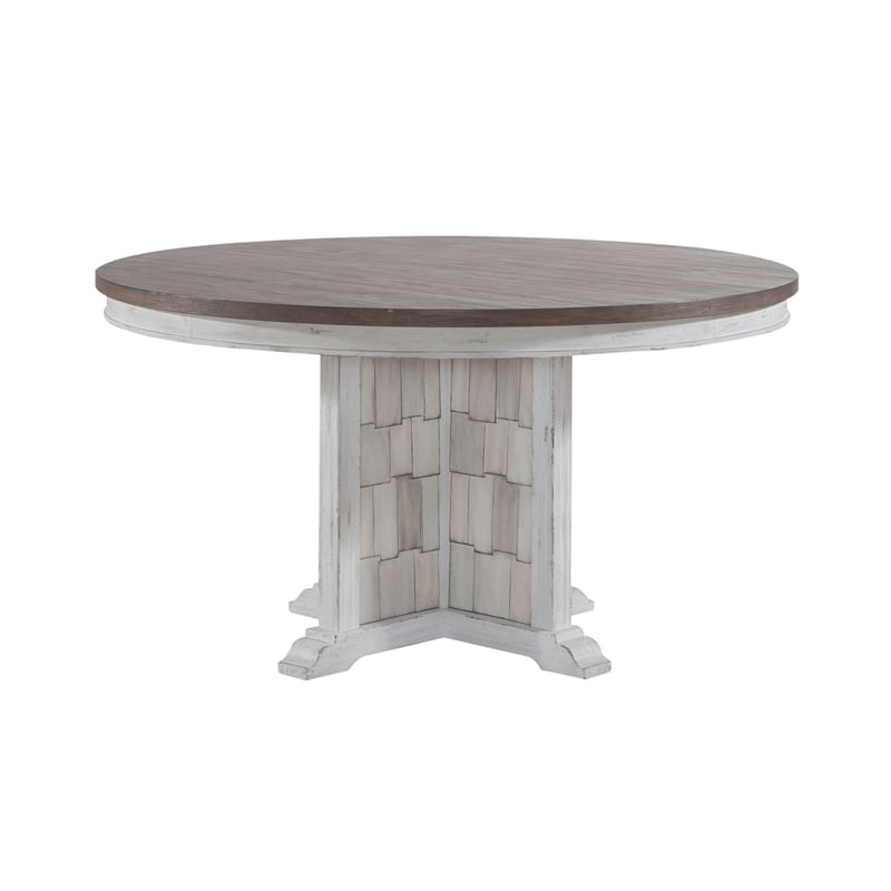 Pemberly Row 5 Piece Pedestal Table Dining Room Set in White