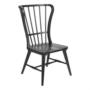 Pemberly Row Wing Style Windsor Back Side Chair with Saddle Seat in Black