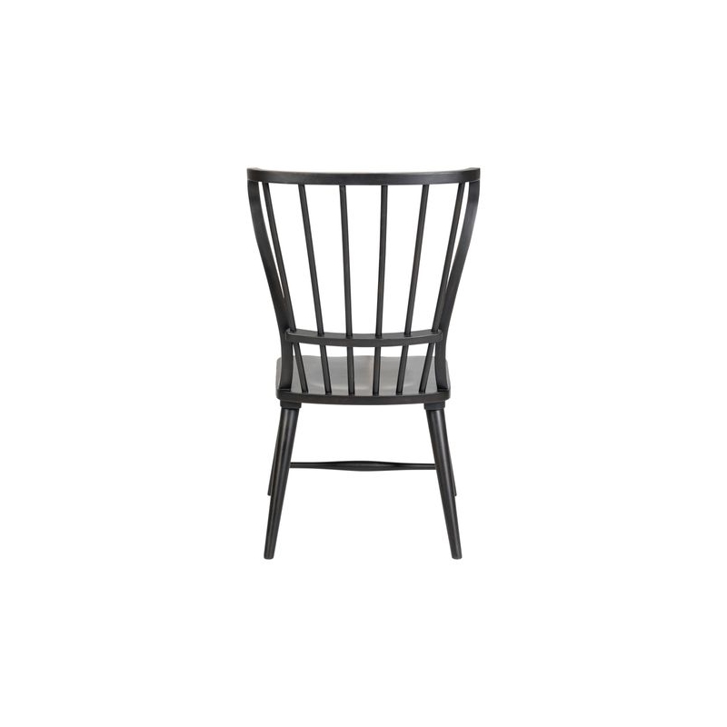 Pemberly Row Wing Style Windsor Back Side Chair with Saddle Seat in Black