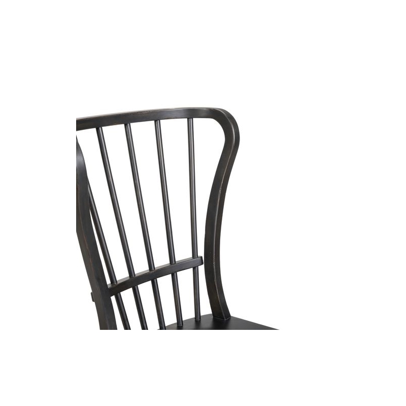 Pemberly Row Wing Style Windsor Back Side Chair with Saddle Seat in Black
