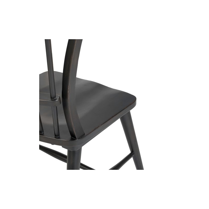 Pemberly Row Wing Style Windsor Back Side Chair with Saddle Seat in Black