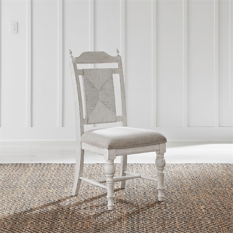 Pemberly Row Panel Back Side Dining Chairs Set of 2 in White
