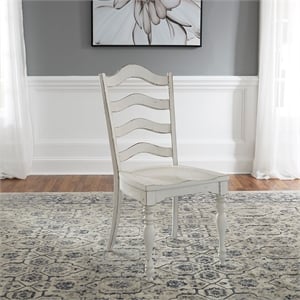 Pemberly Row Arched Ladder Back Side Chair with Saddle Seat Set of 2 in White