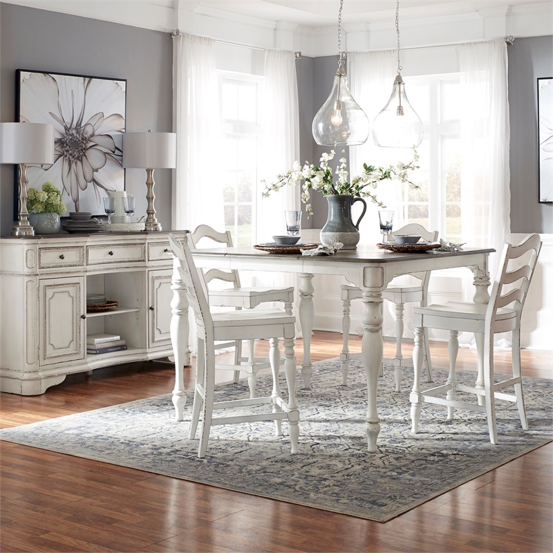 Pemberly Row 5 Piece Gathering Table Dining Room Set in White