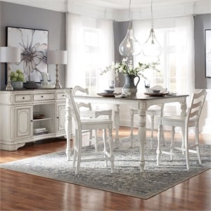 Pemberly Row 5 Piece Gathering Table Dining Room Set in White