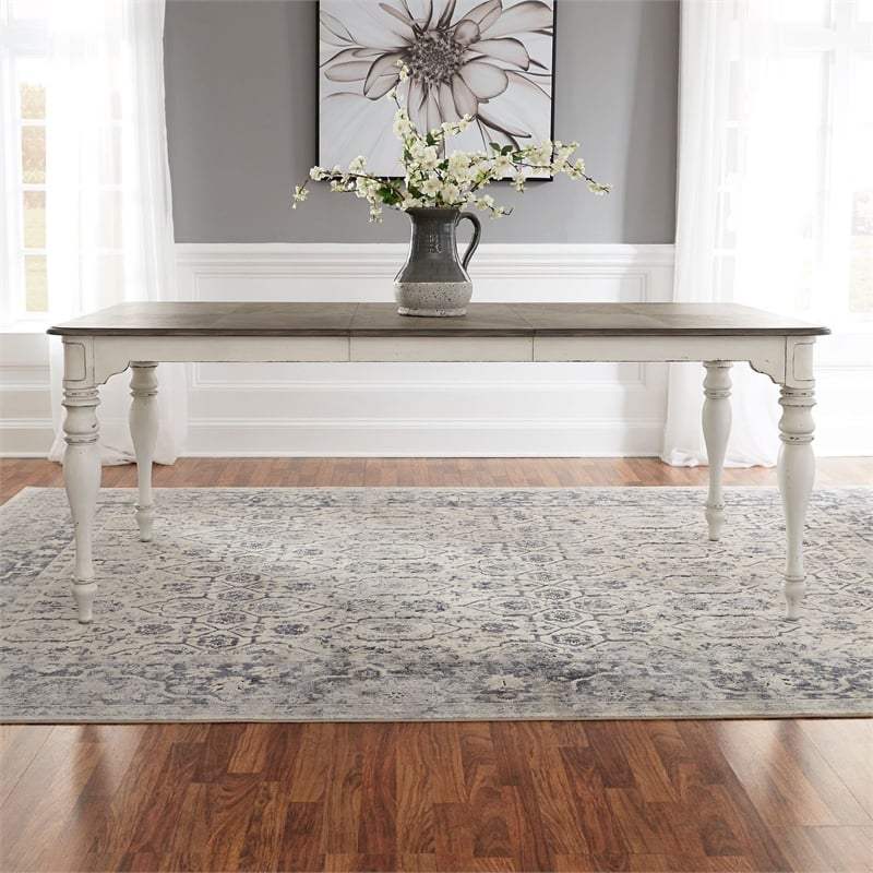 Pemberly Row 7 Piece Leg Table Dining Set with Chairs in White