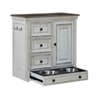 Pemberly Row Pet Feeder Cabinet with Drawers and Leash Hooks in White