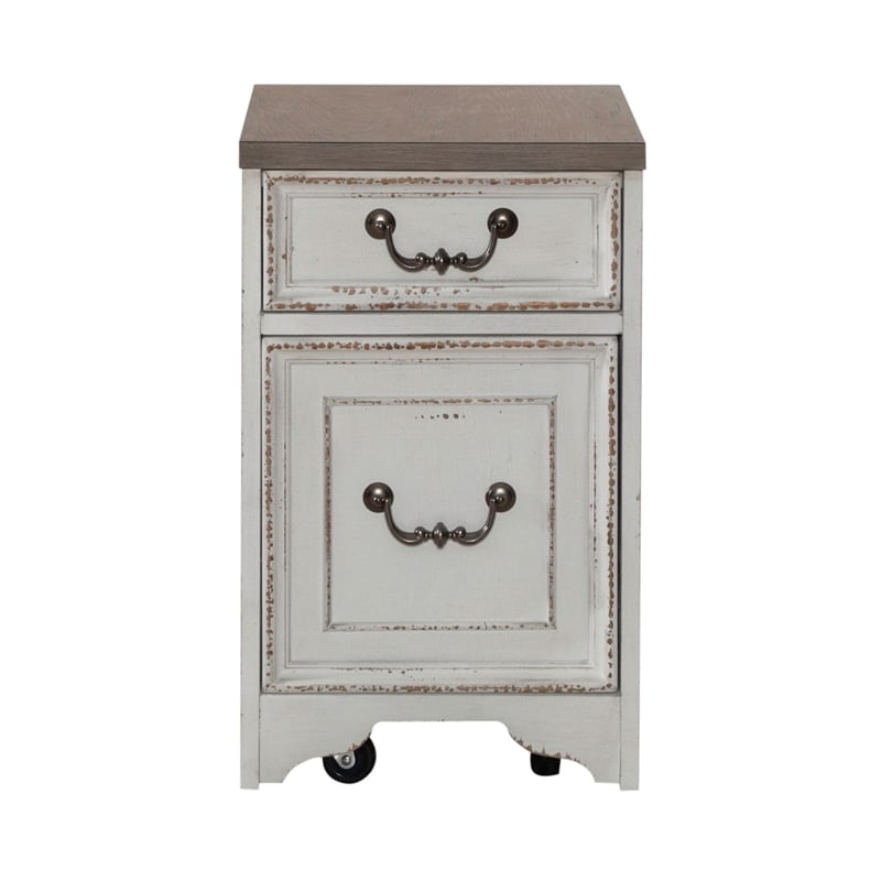 Pemberly Row L Shaped Desk Set with Mobile File Cabinet in White