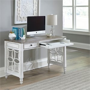 Pemberly Row Home Office L Writing Desk with Keyboard Tray in White