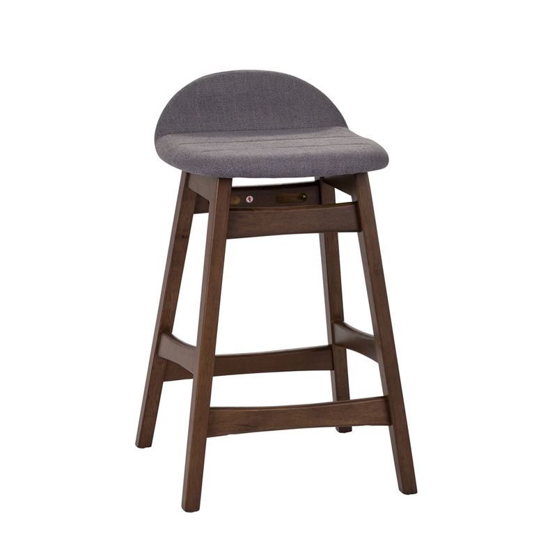 Pemberly Row 24 Inch Upholstered Counter Chair Set of 2 in Grey