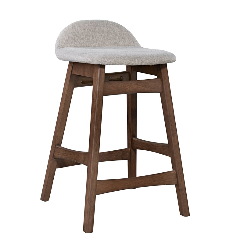 Pemberly Row 24 Inch Upholstered Counter Chair Set of 2 in Light Tan