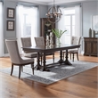 Pemberly Row 5 Piece Trestle Table Set with Upholstered Chairs in Cherry