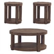 Pemberly Row 3 Piece Round Cocktail and End Table Set with Casters in Brown