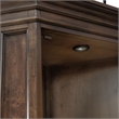 Pemberly Row Corner Cabinet with Glass Door and LED Lighting in Cherry