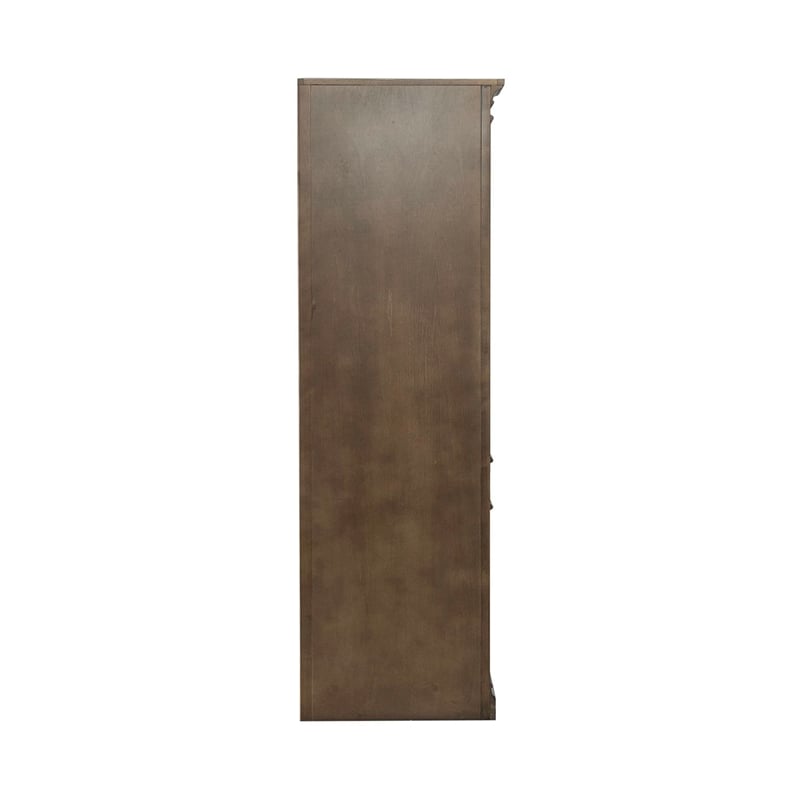 Pemberly Row Corner Cabinet with Glass Door and LED Lighting in Cherry