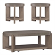 Pemberly Row 3 Piece Oval Cocktail and End Table Set with Casters in Brown