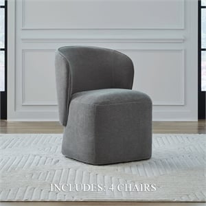 Pemberly Row Rounded Arm Dining Chairs with Casters Set of 4 in Sapphire