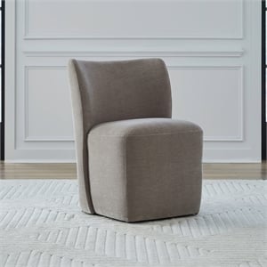Pemberly Row Rounded Back Dining Chair with Casters in Truffle