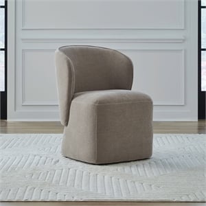 Pemberly Row Rounded Arm Dining Chair with Casters in Truffle