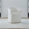 Pemberly Row Squared Arm Dining Chair with Casters in Ivory Fabric