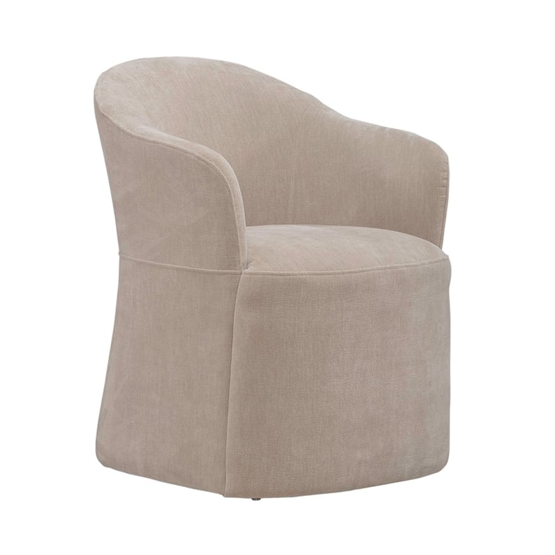 Pemberly Row Squared Arm Dining Chair with Casters in Wicker