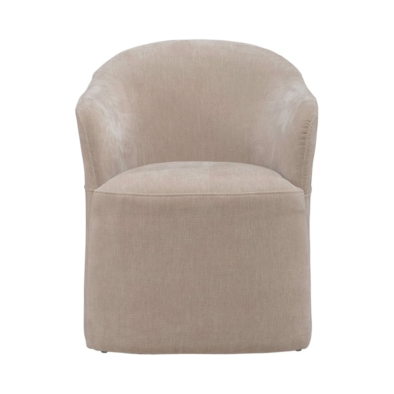Pemberly Row Squared Arm Dining Chair with Casters in Wicker